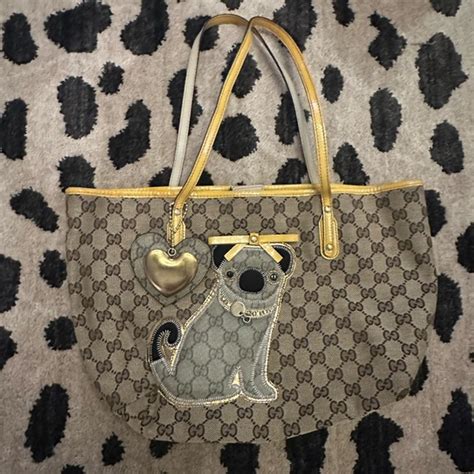 gucci cuccioli pug oliver tote bag|Gucci Guccioli Medium Oliver Tote .